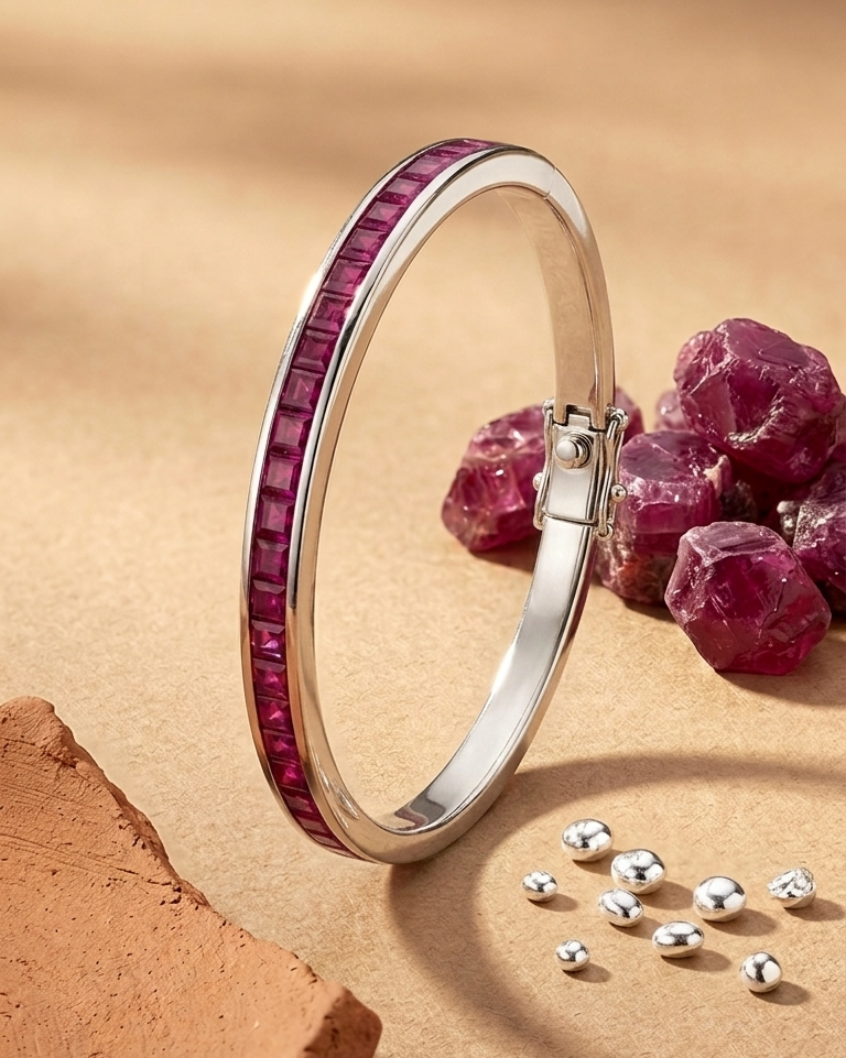 Scarlet Grace Silver Bangle — view 1