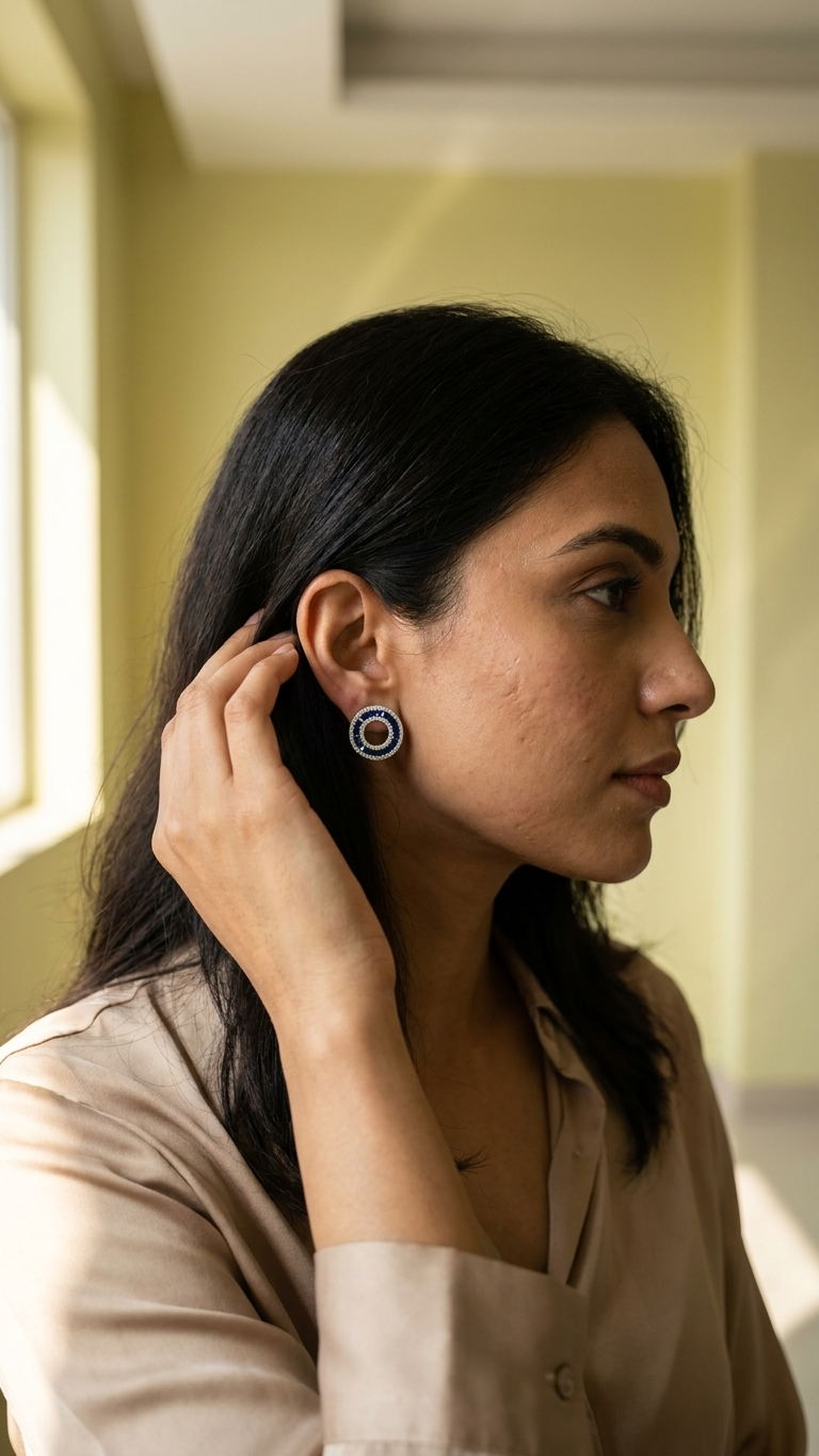 Sapphire Orbit Earrings — view 3