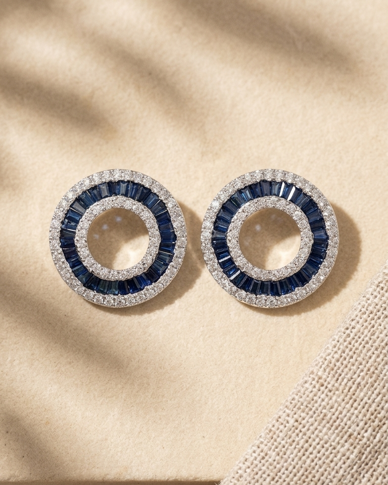 Sapphire Orbit Earrings — view 1