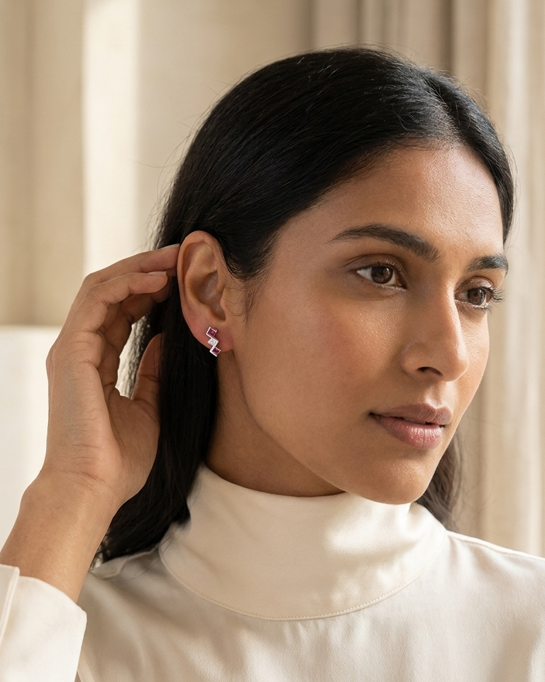 Ruby Zigzag Studs — view 3