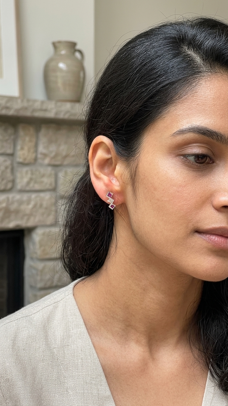 Ruby Zigzag Studs — view 2