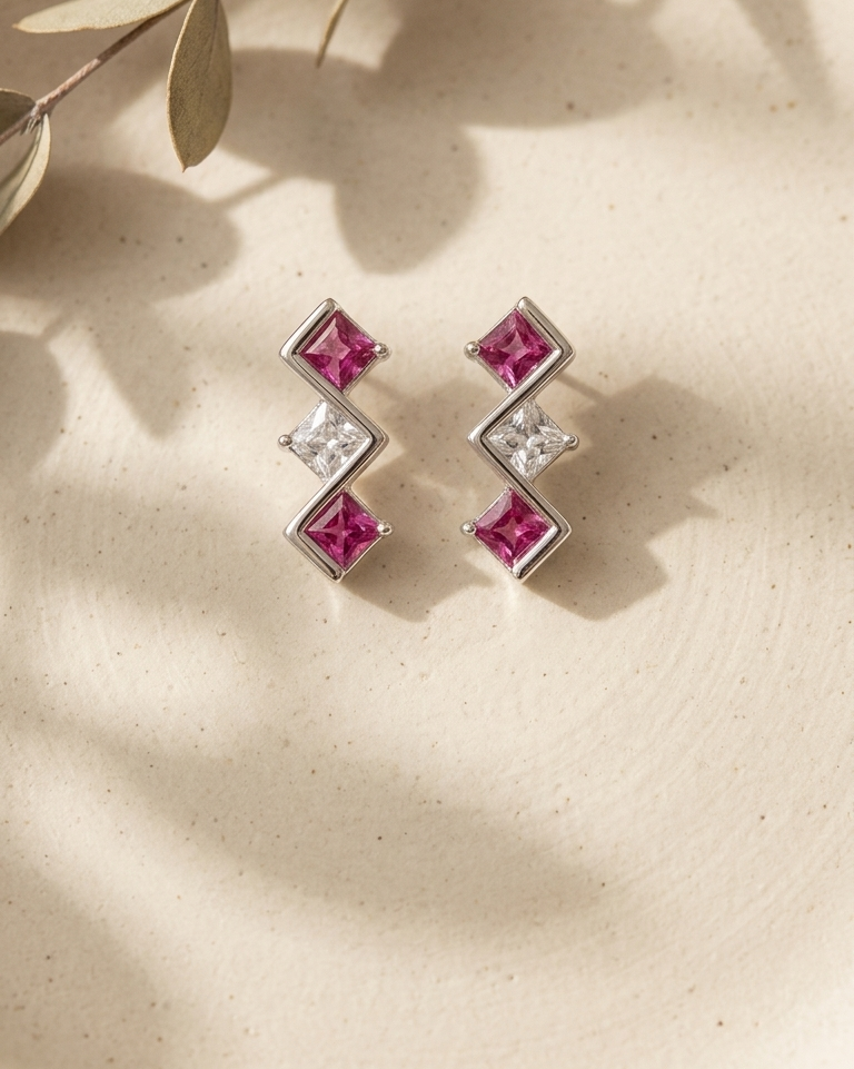 Ruby Zigzag Studs — view 1