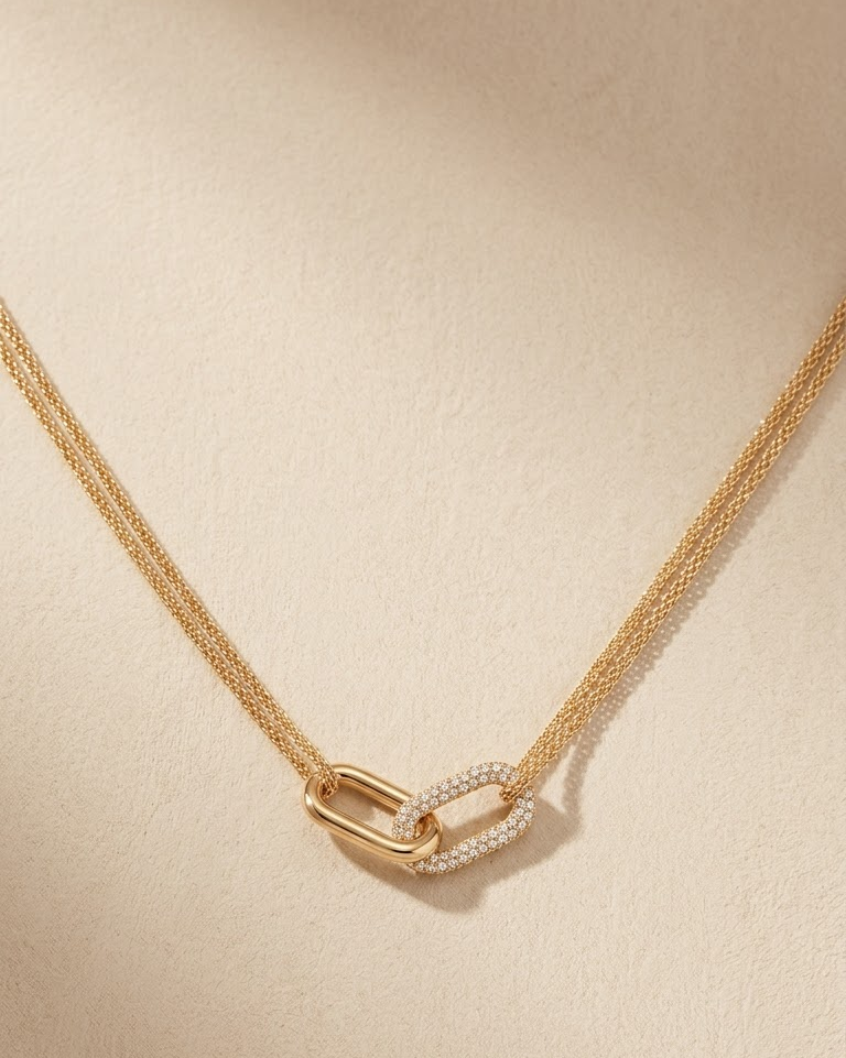 Golden Link Diamond Necklace — view 2