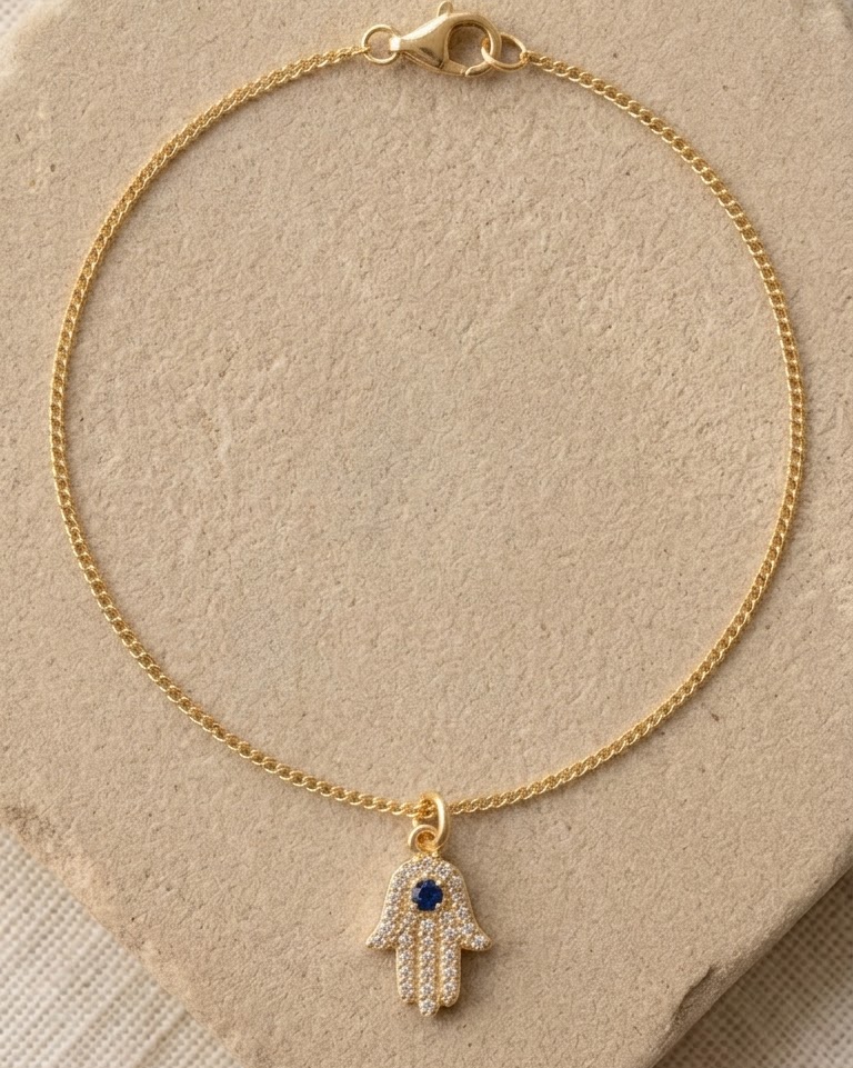 Sapphire Hamsa Hand Charm — view 4