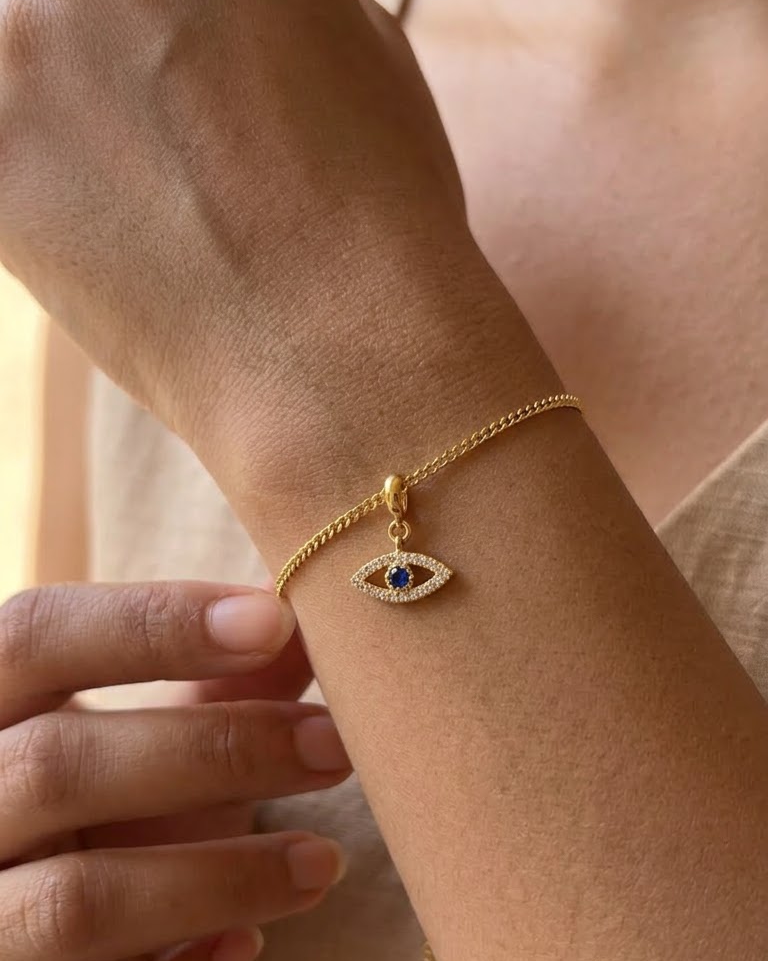 Evil Eye Sapphire Charm (CZ)