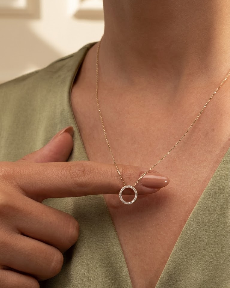 Aurelia Diamond Circle Necklace — view 1