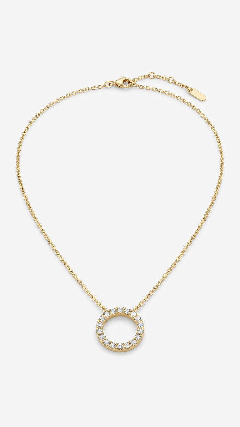 Aurelia Diamond Circle Necklace (CZ) — view 3