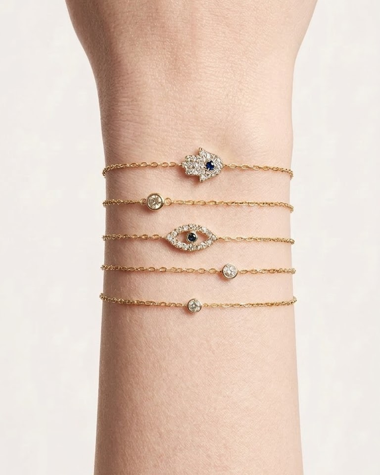 Golden Muse Evil Eye Stack — view 2