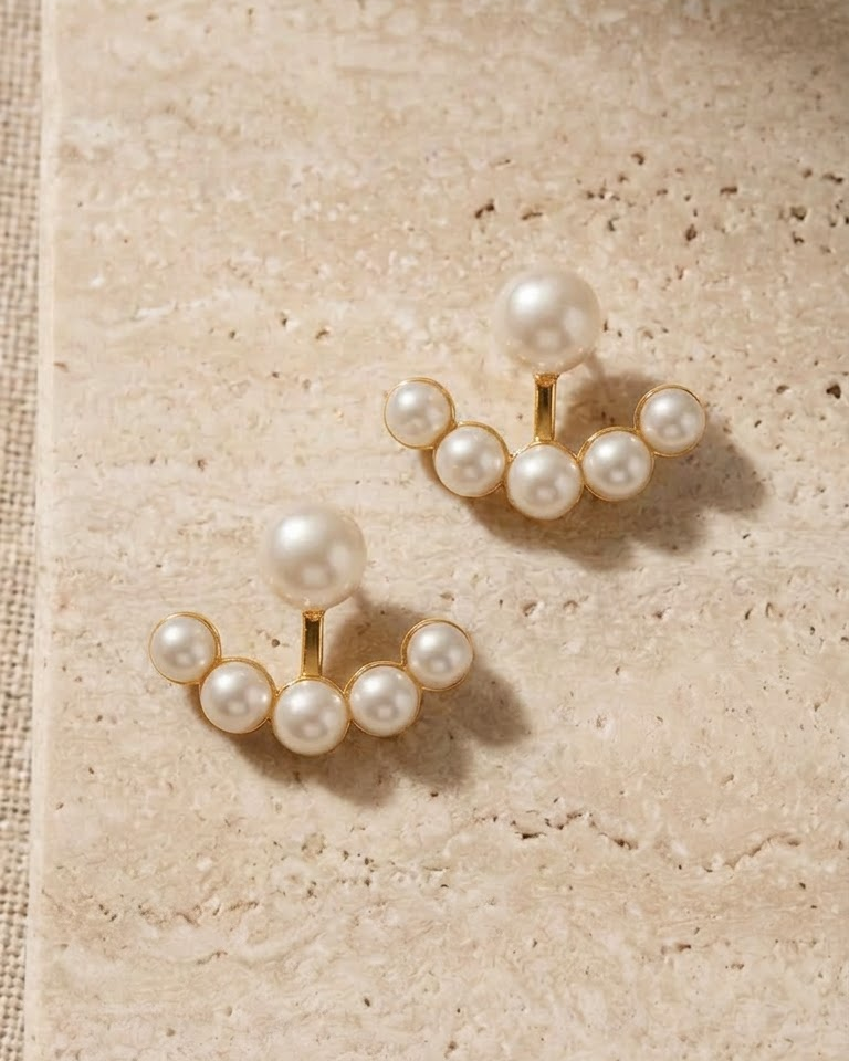 The Pearl Arc Earrings — view 2