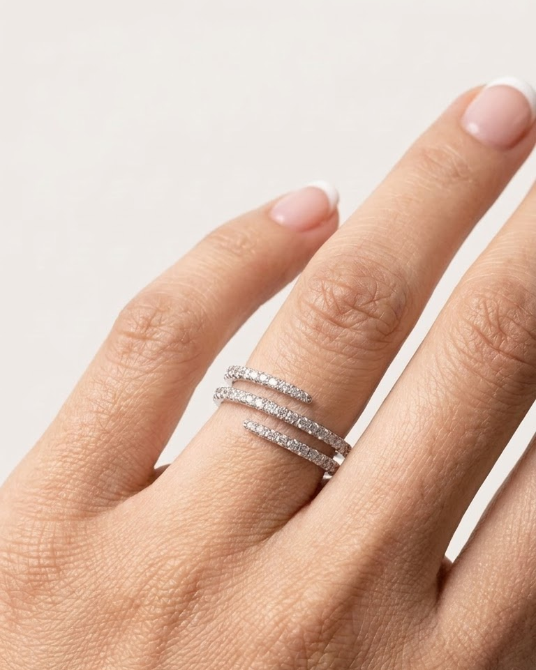 Triple Row Diamond Ring — view 1