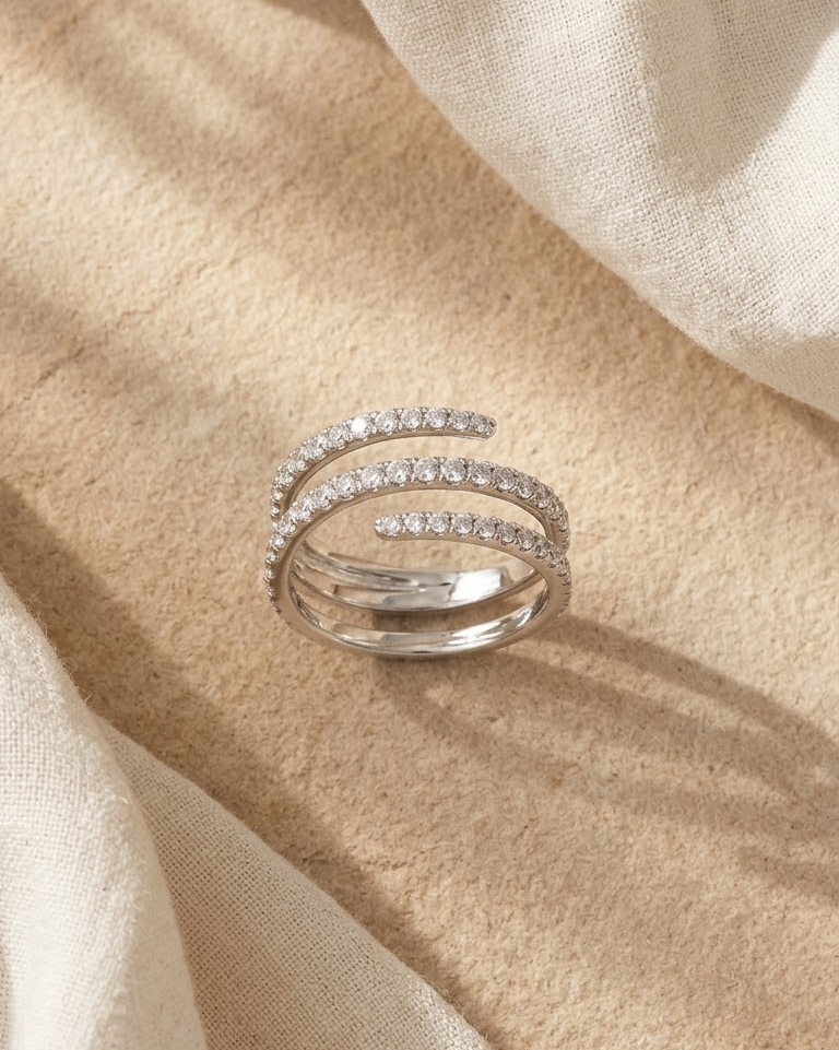 Triple Row Diamond Ring — view 3